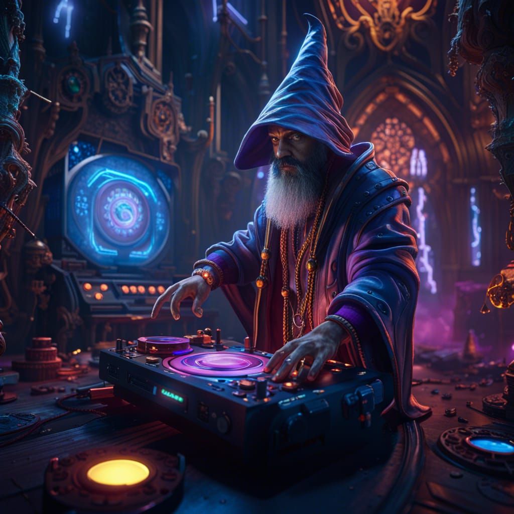 Fantastical DJ Wizard Concept Art in Deep Color