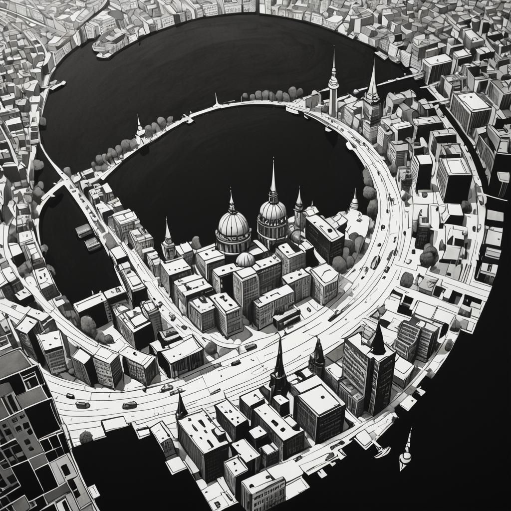 Minimalist Doodle of Berlin Cityscape