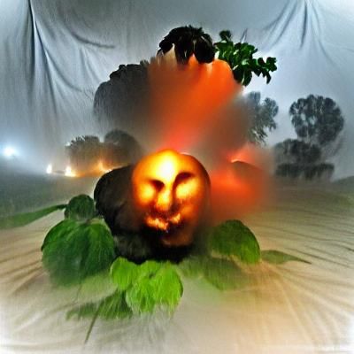 Scary Halloween Pumpkin with Flickering Light
