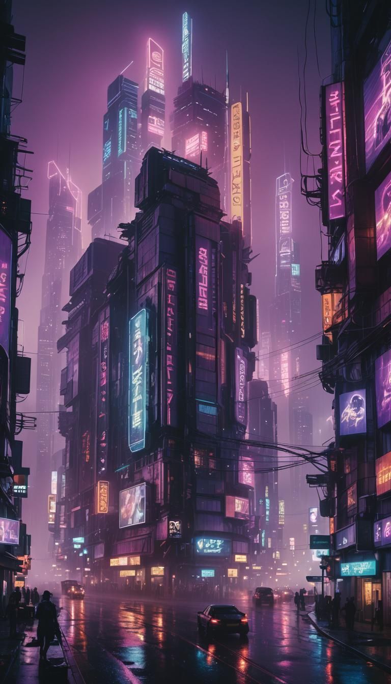 Cyberpunk Cityscape at Night in Blade Runner Style