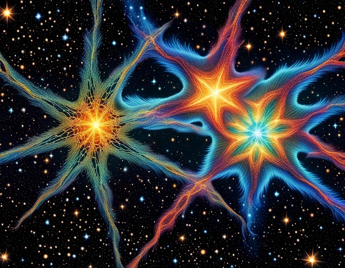 Microscopic Double-Star System with Kinetic Plasma Rays