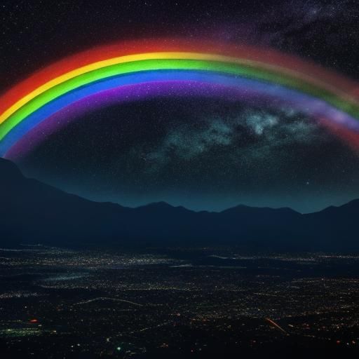 Rainbow Illuminates the Night Sky