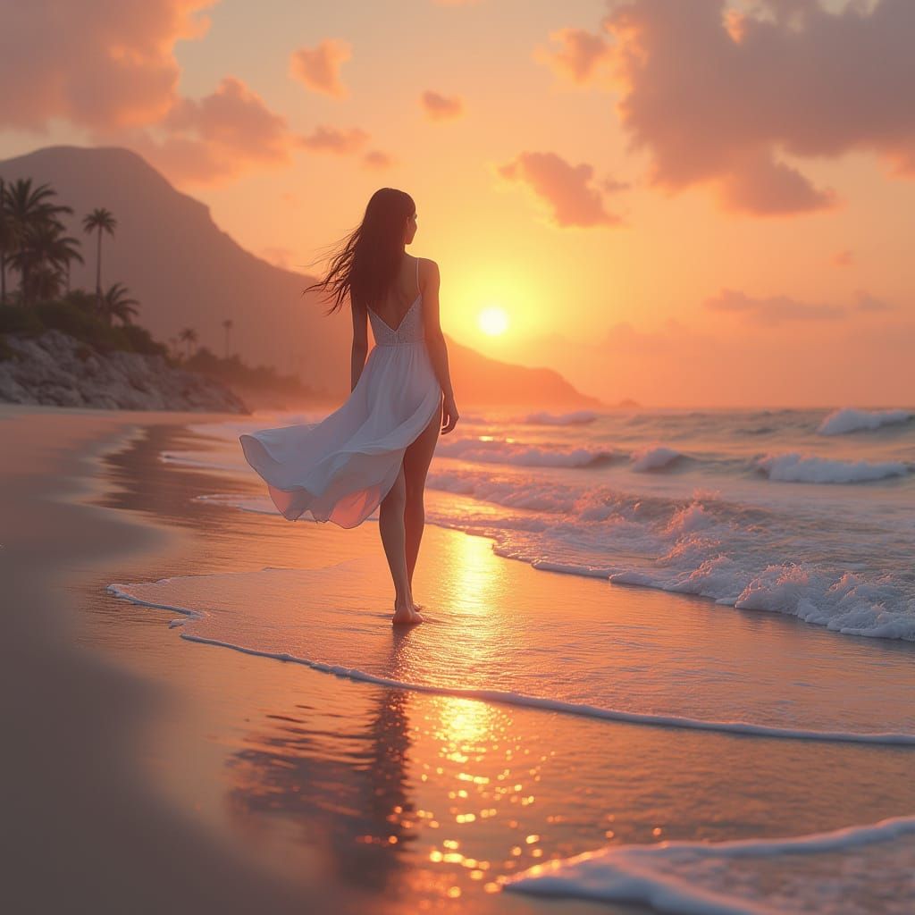 Sunset Beach Scene in Ultra-Realistic 4K Style