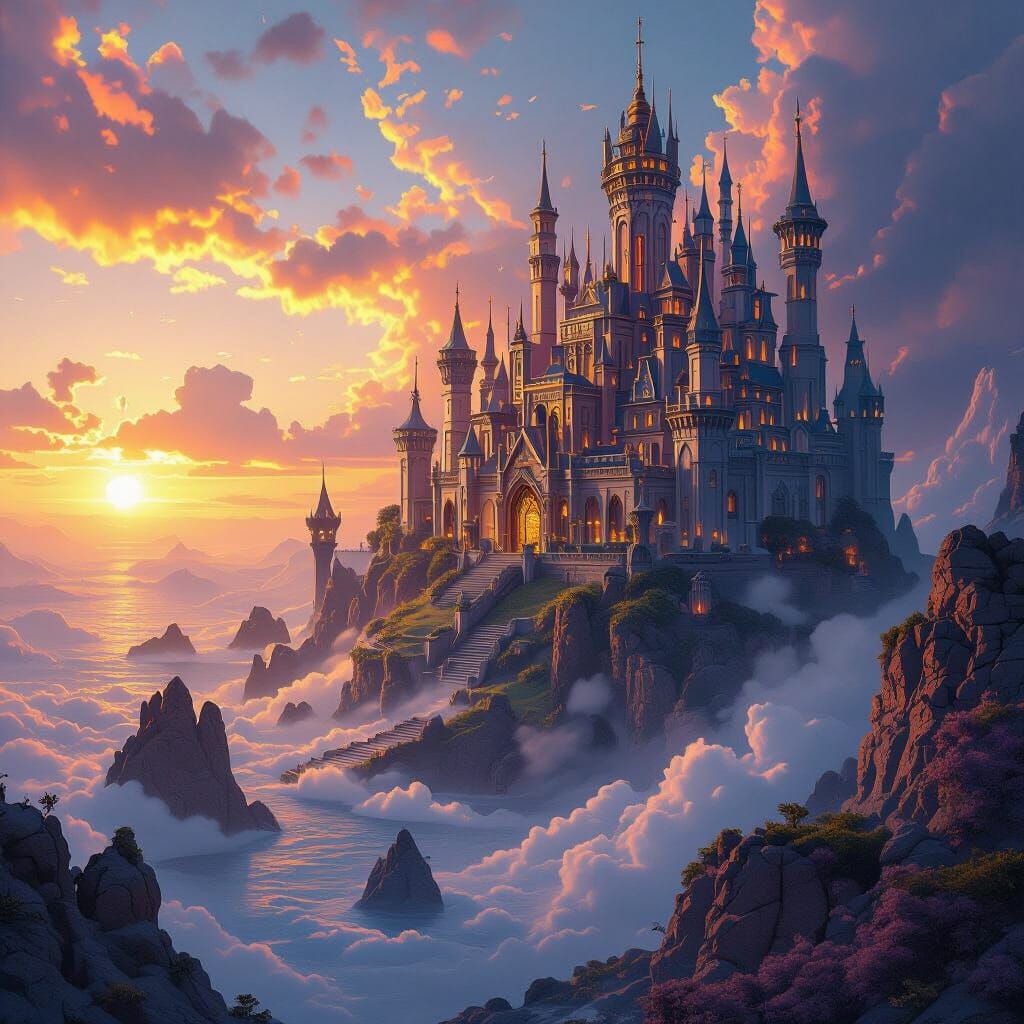 Fantastical Matte Painting Poster with Deep Colors