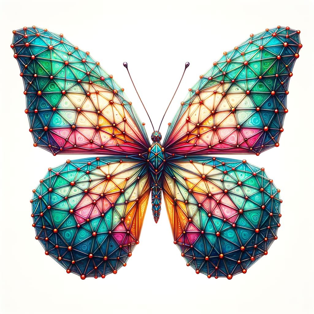 Geodesic Multicolored Butterfly in Flight
