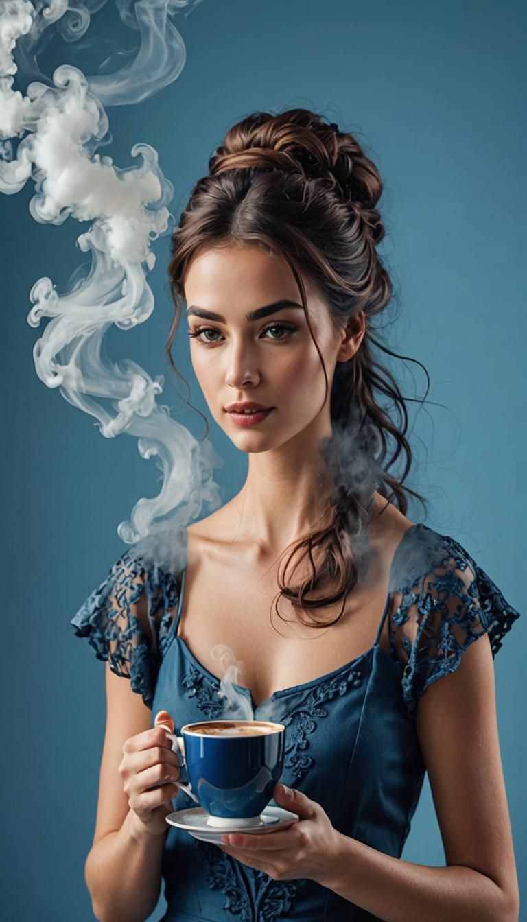 Steaming Coffee Cup Reveals Dancing Girl