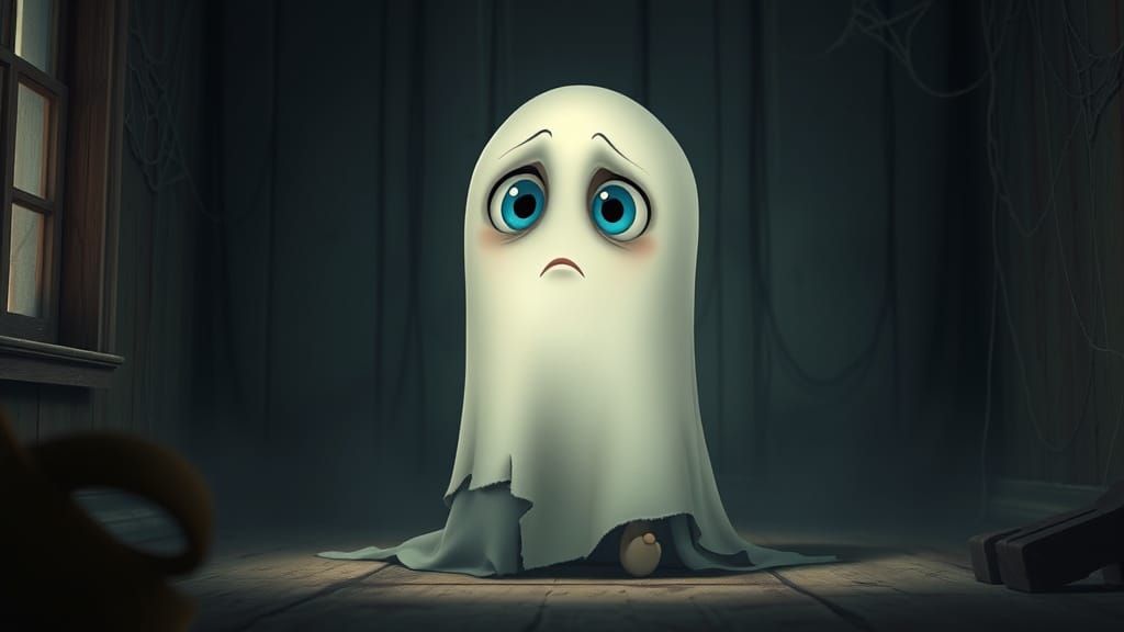 Sad Ghost in Dim Room, Big-Eyed Style