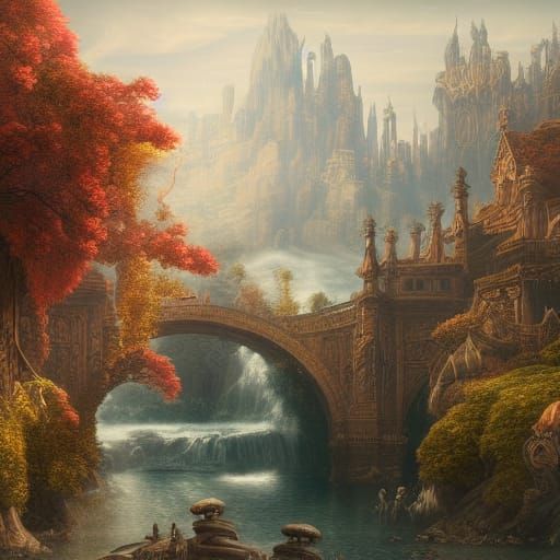 Detailed Matte Painting in Renaissance Style