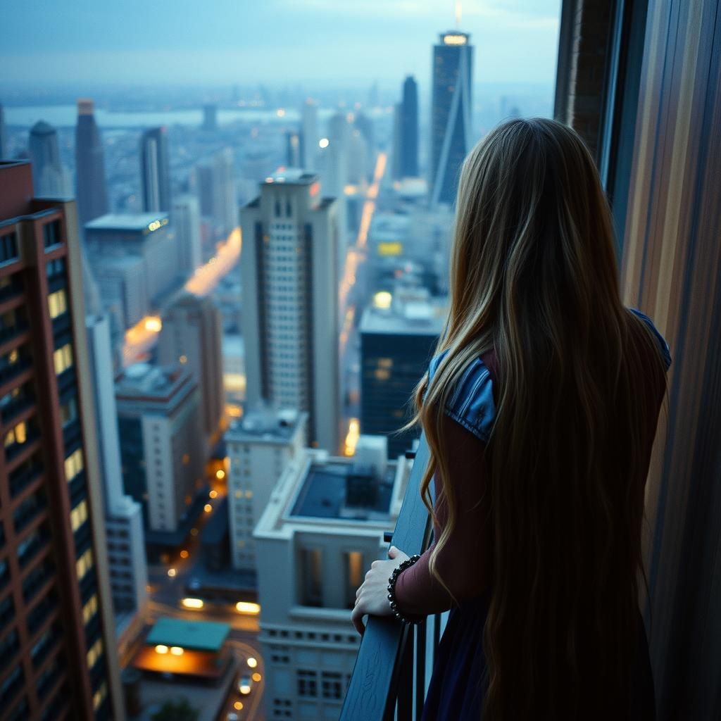 Rapunzel in Modern Fairytale Cityscape