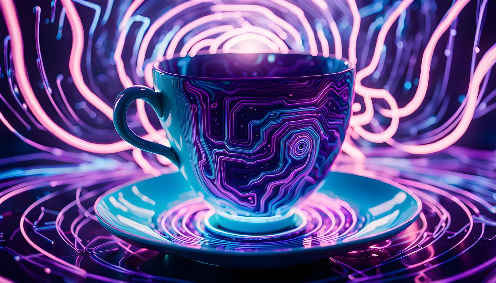 Cyberpunk Being Controls Hyperspace Code from Teacup
