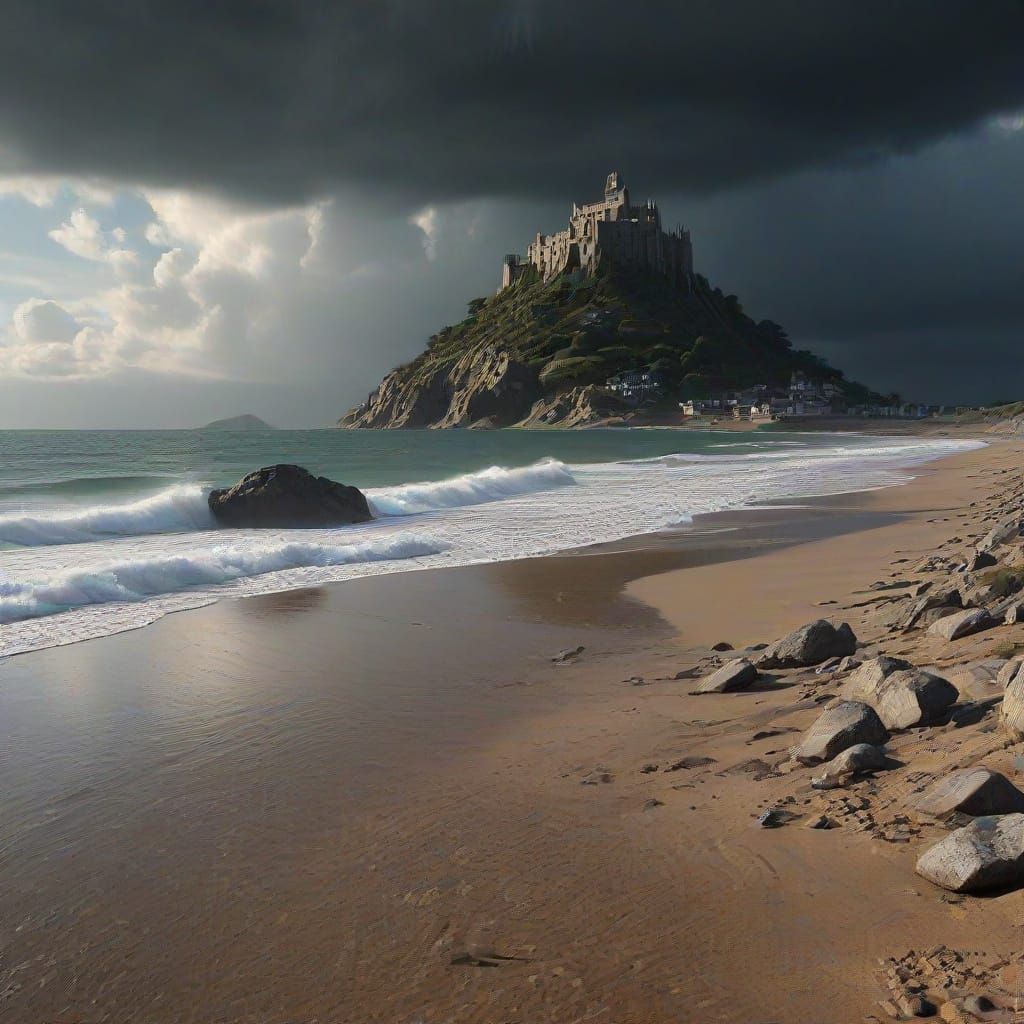Dramatic Storm Over Mounts Bay Matte Painting