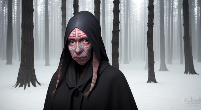 Ethereal Stranger in Foggy Antarctic Landscape