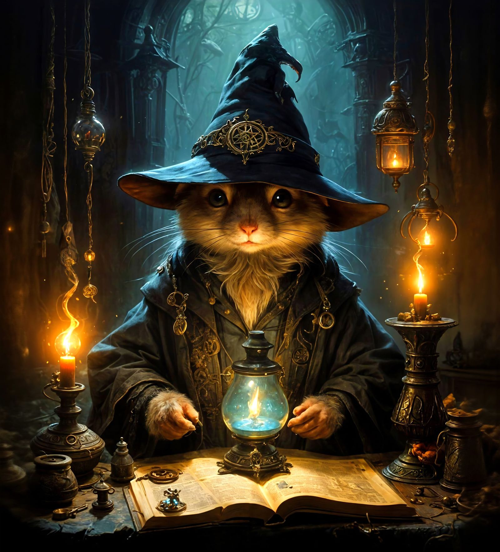 Whimsical Apothecary Interior in Dark Academia Style