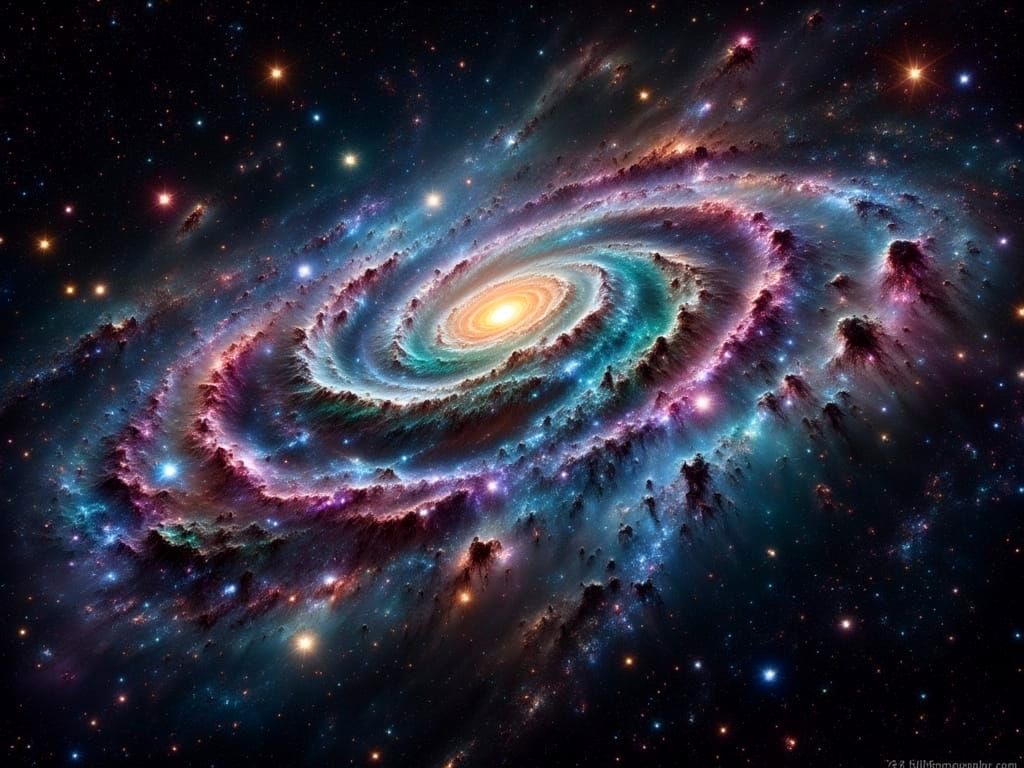 Android Face in Rainbow Cosmic Landscape