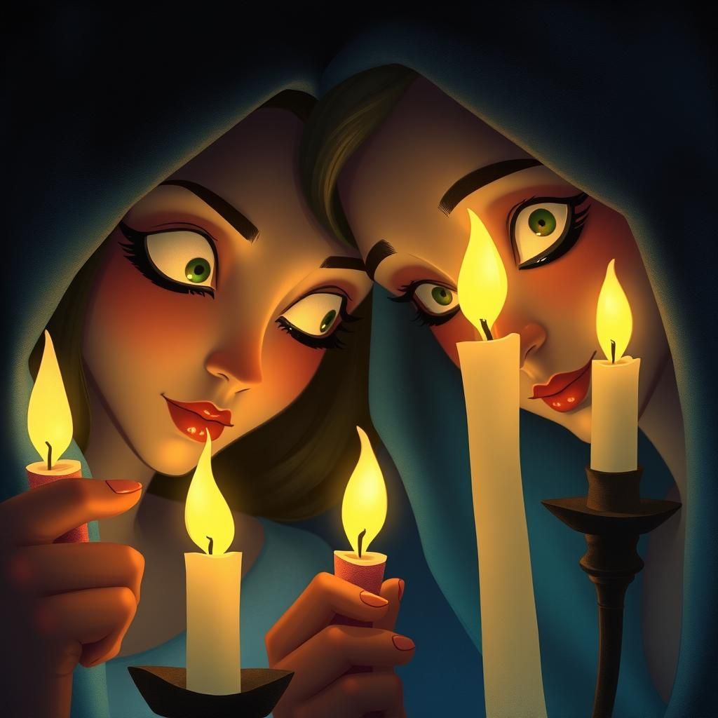 Disney 2d animation, Beauty and the Beast, faces only partia...