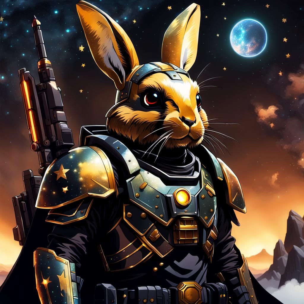 Armored Sci-Fi Rabbit with Blaster Rifle