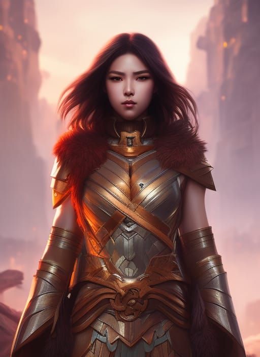 Anime Warrior Goddess in Digital Painting Style