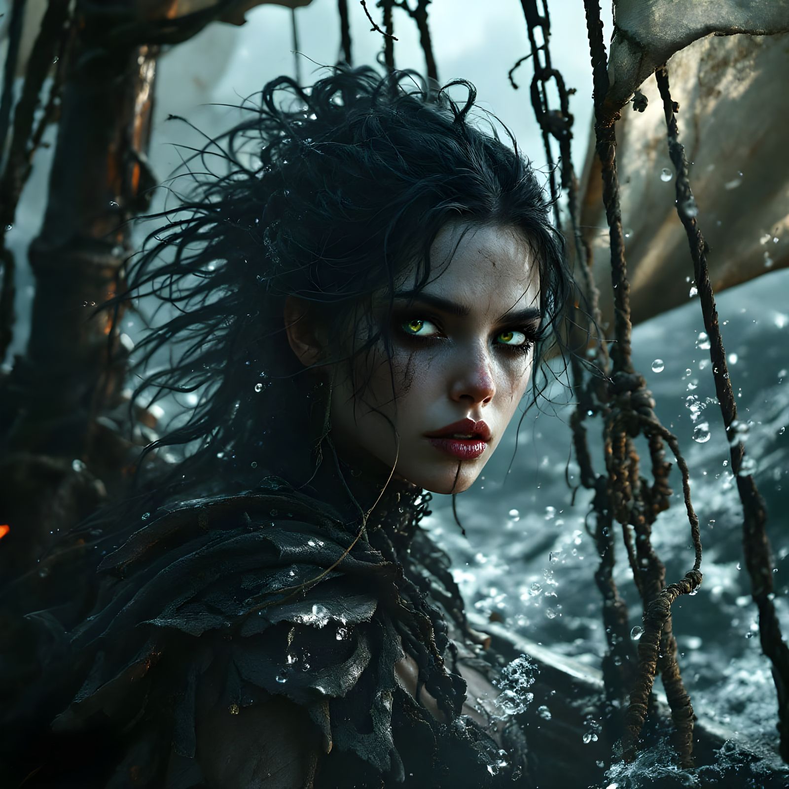 Epic Pirate Ship Battle in a Dark and Stormy Night