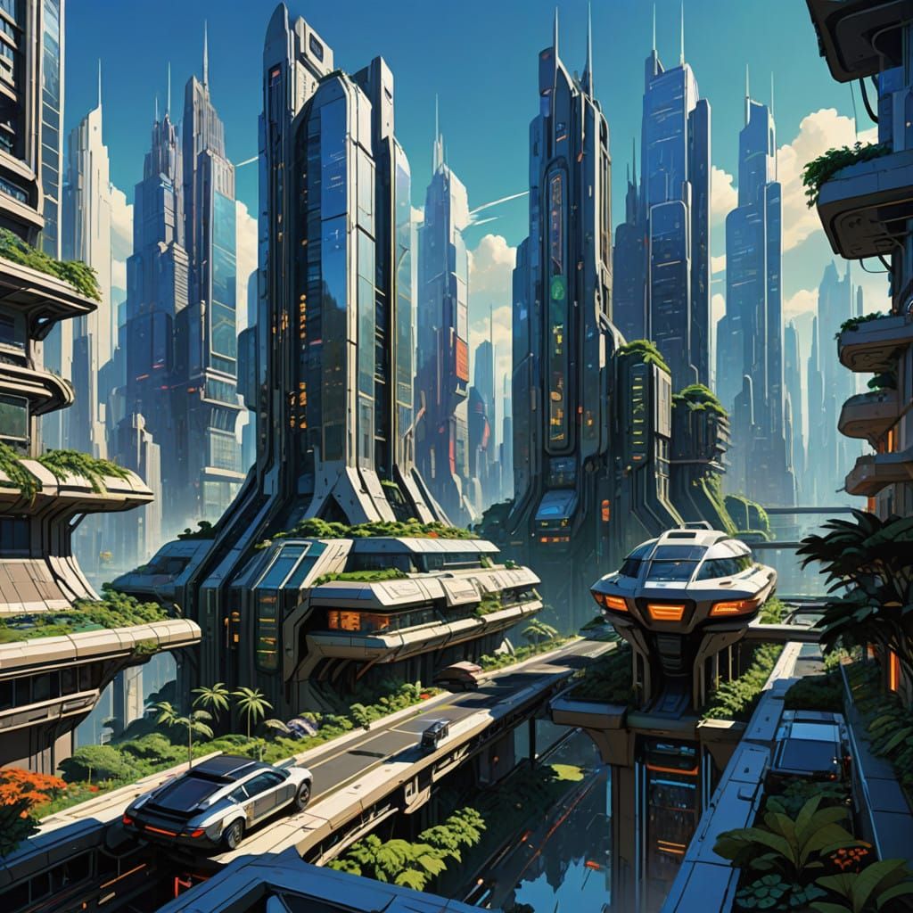 Sustainable Futuristic Metropolis in Vibrant Color