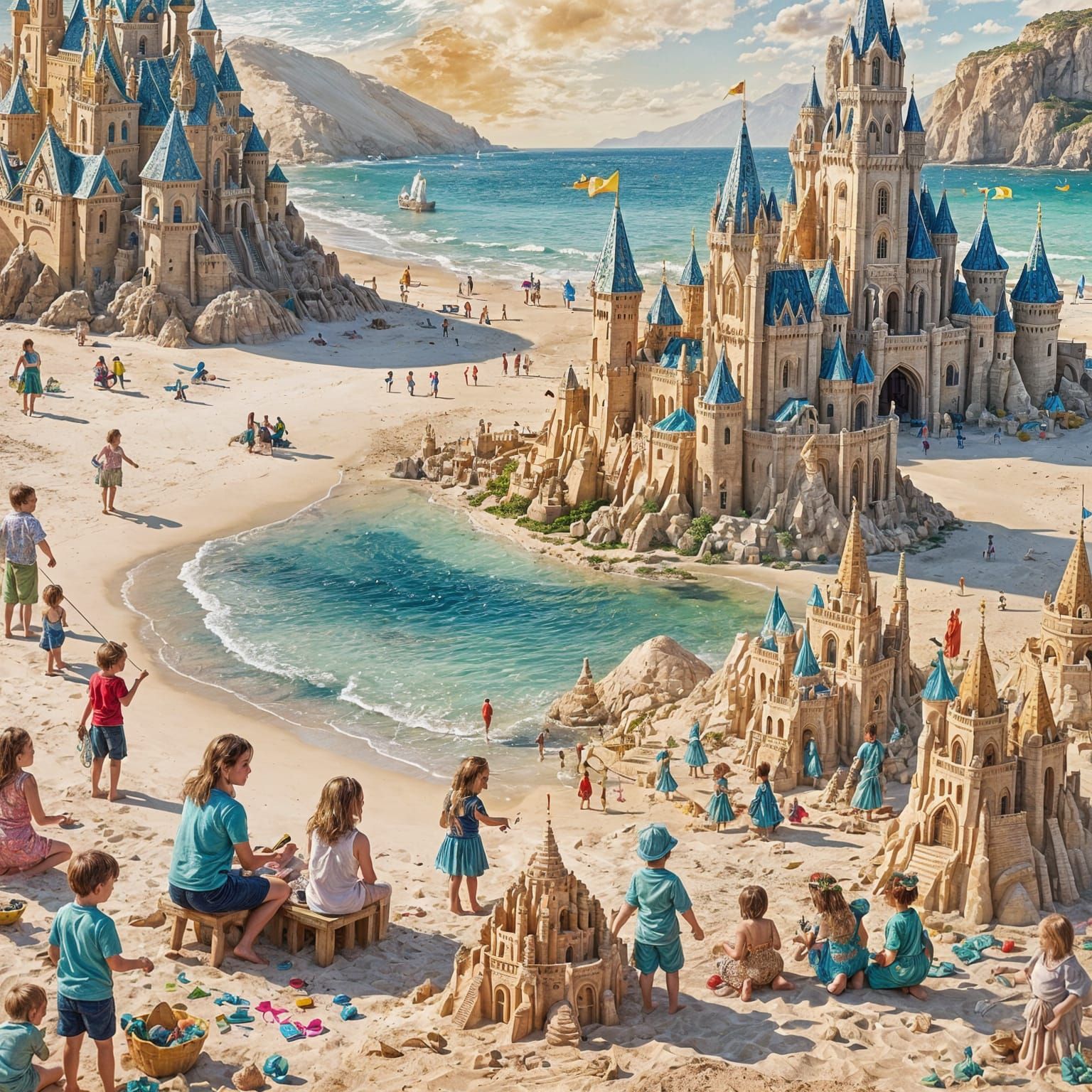 Sun-Kissed Sandcastle City on the Beach