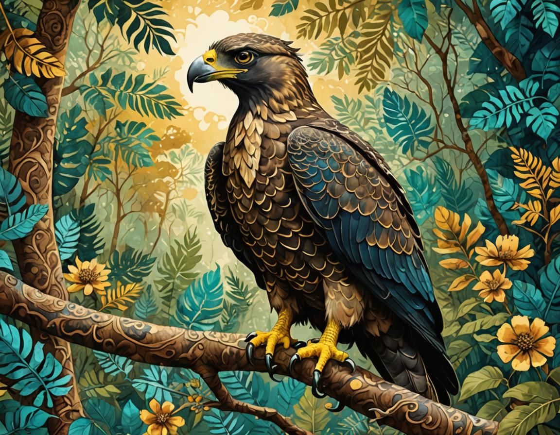 Where Batik Meets Nature: Digital Eagle Art