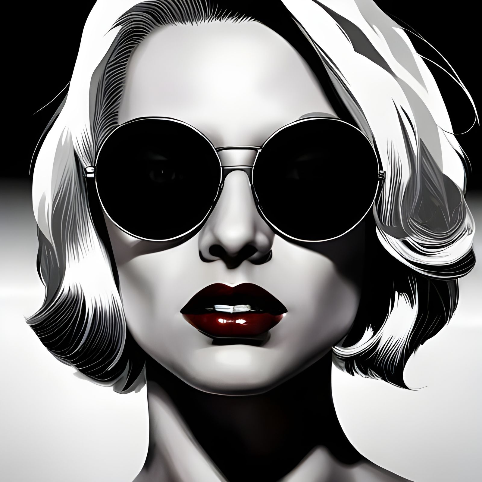 Glamorous Blonde Model Portrait in Silkscreen Style