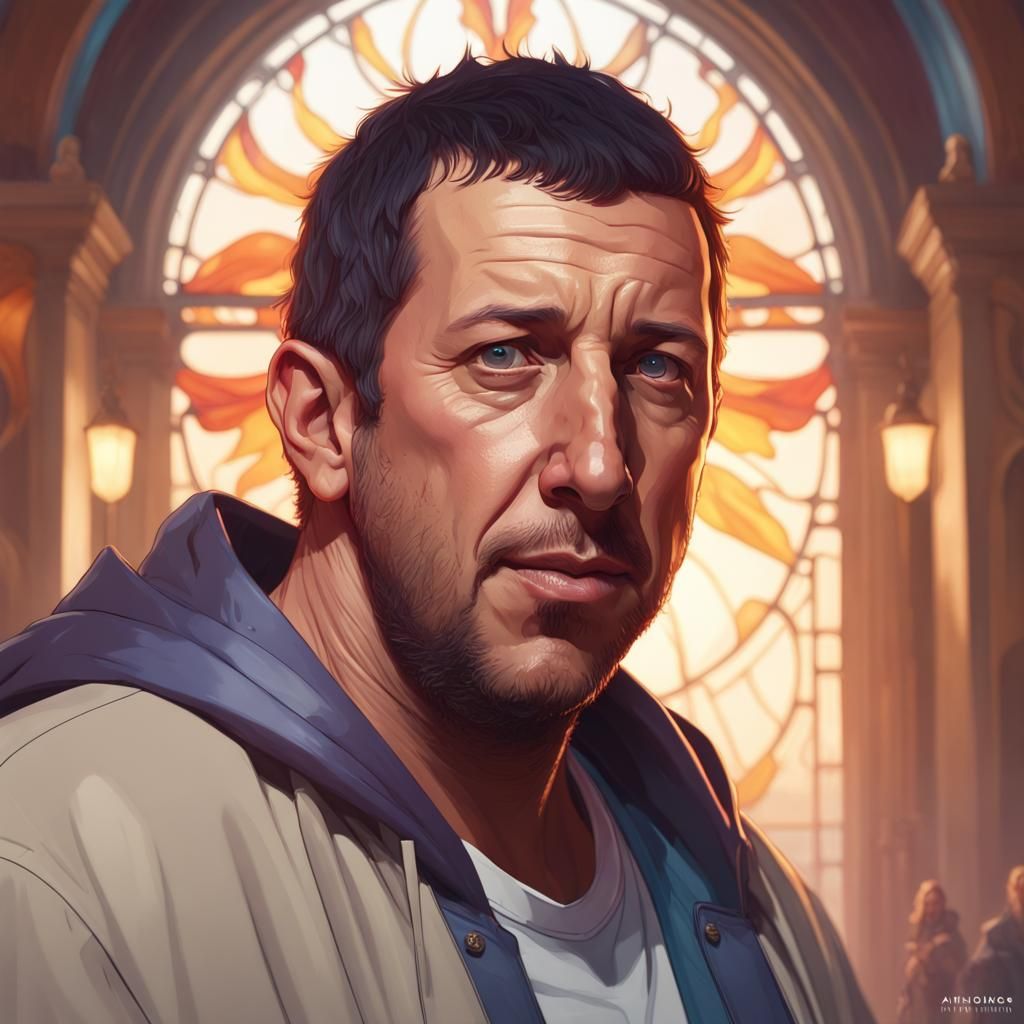 Adam Sandler Portrait in Artstation Style