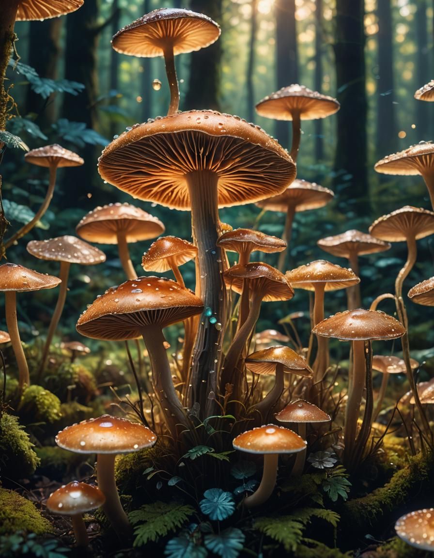 Glowing Mushroom Portrait in Surreal Style