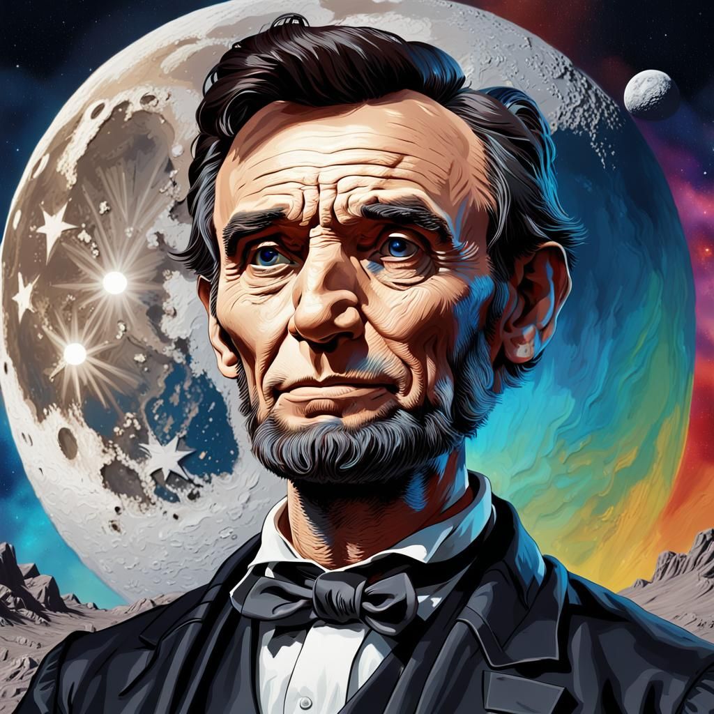 Hyperrealistic Abraham Lincoln Portrait on the Moon
