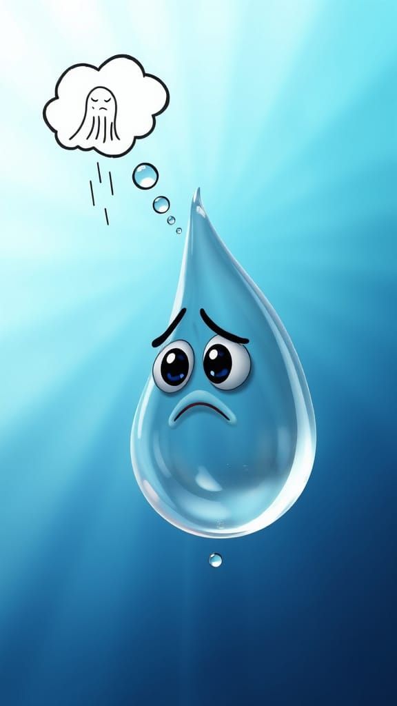 Droppy's Whimsical Worry: A Tiny Raindrop's Fears