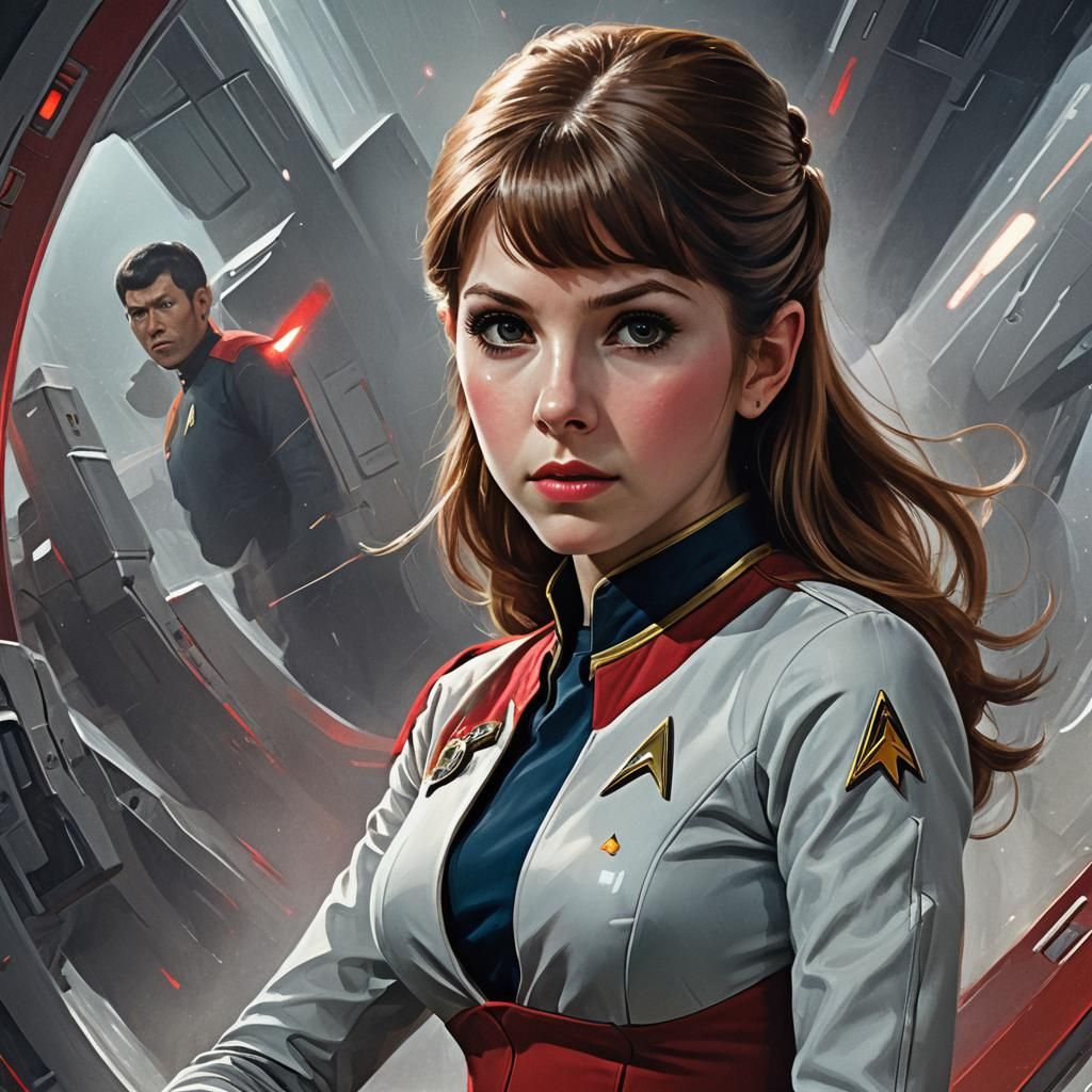 Anna Kendrick in Star Trek Uniform with Kirk