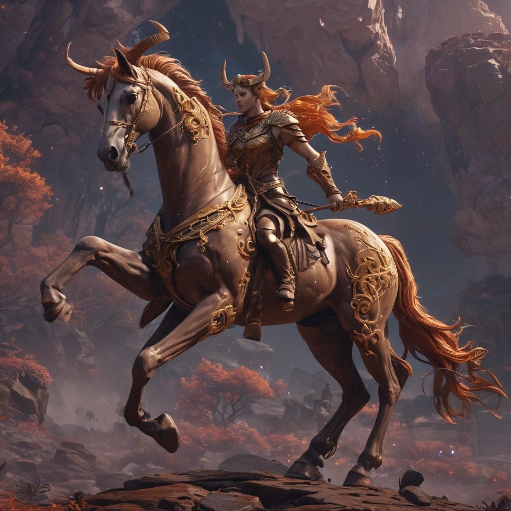 Sagittarius Centaur Archer in Detailed Matte Painting