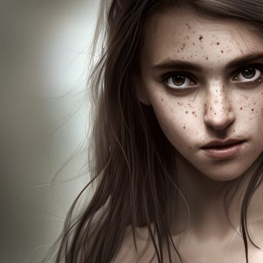 Beautiful Woman with Freckles: Photorealistic Concept Art