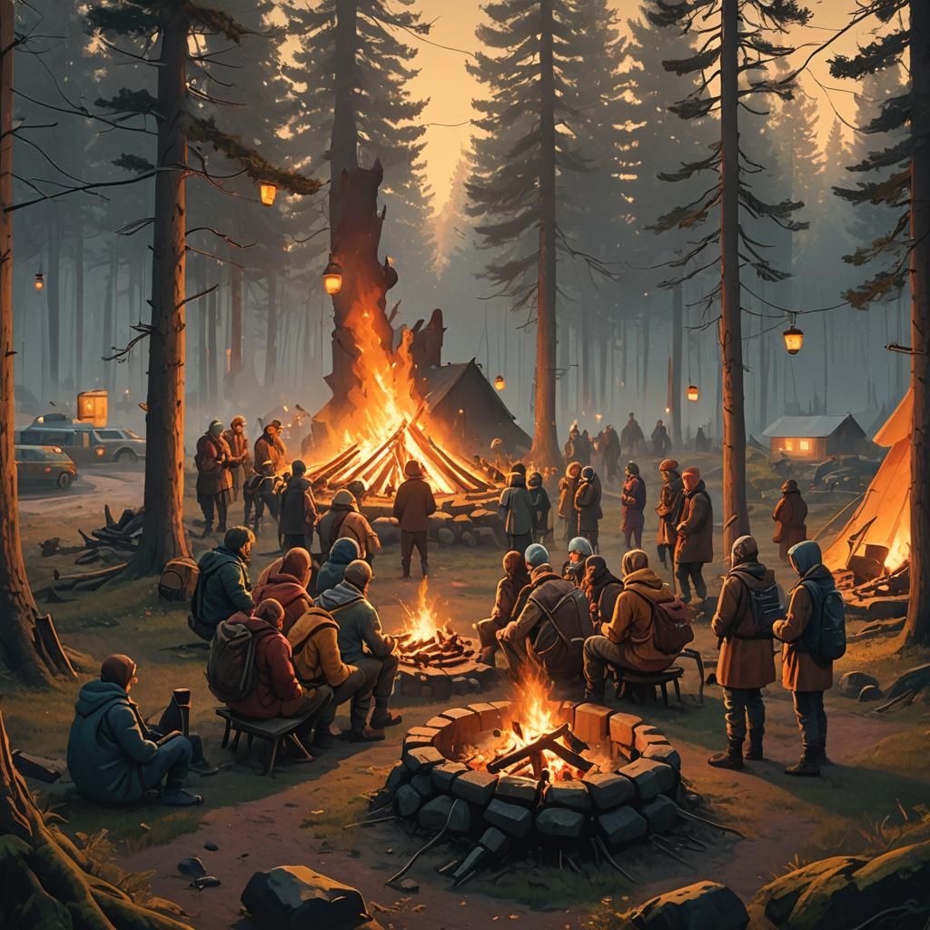 Fantasy Forest Tribe Village at Golden Hour