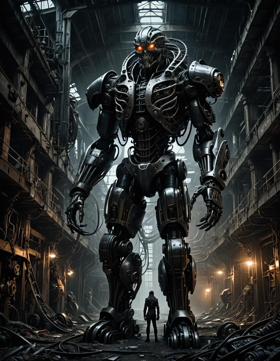 Krikazak: Biomechanical Robot in Dystopian Factory