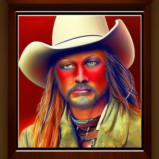 Hyperrealistic Portrait of Buffalo Bill in DMT Art
