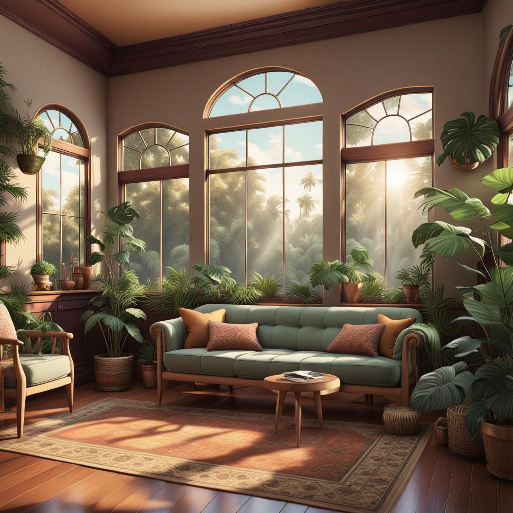 Cozy Lofi Sunroom with Forest View
