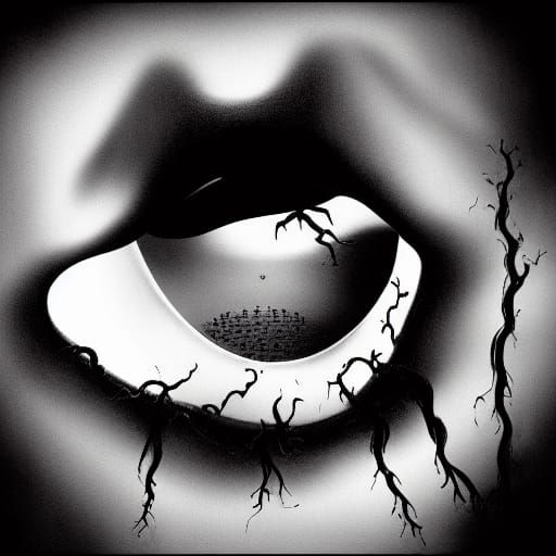 Noir Image of Dark Fears Swallowing Figure