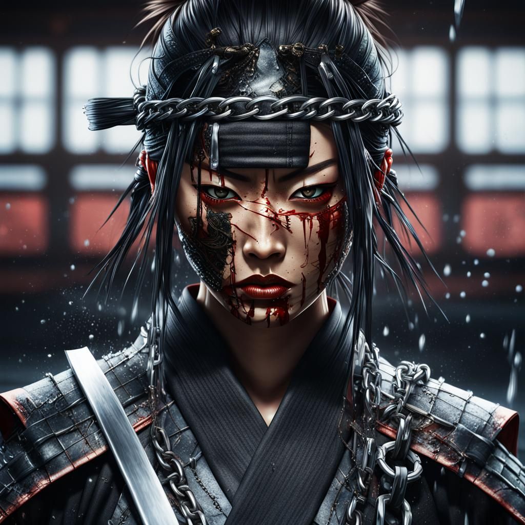 Anime Samurai with Katana in Hyper-Realistic Detail