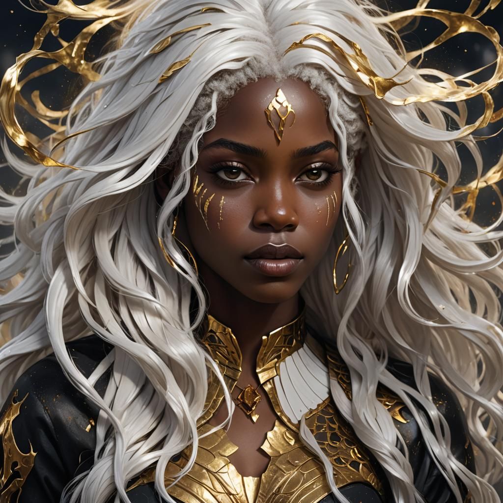 Fantasy Realism: African American Girl with Gold Hair