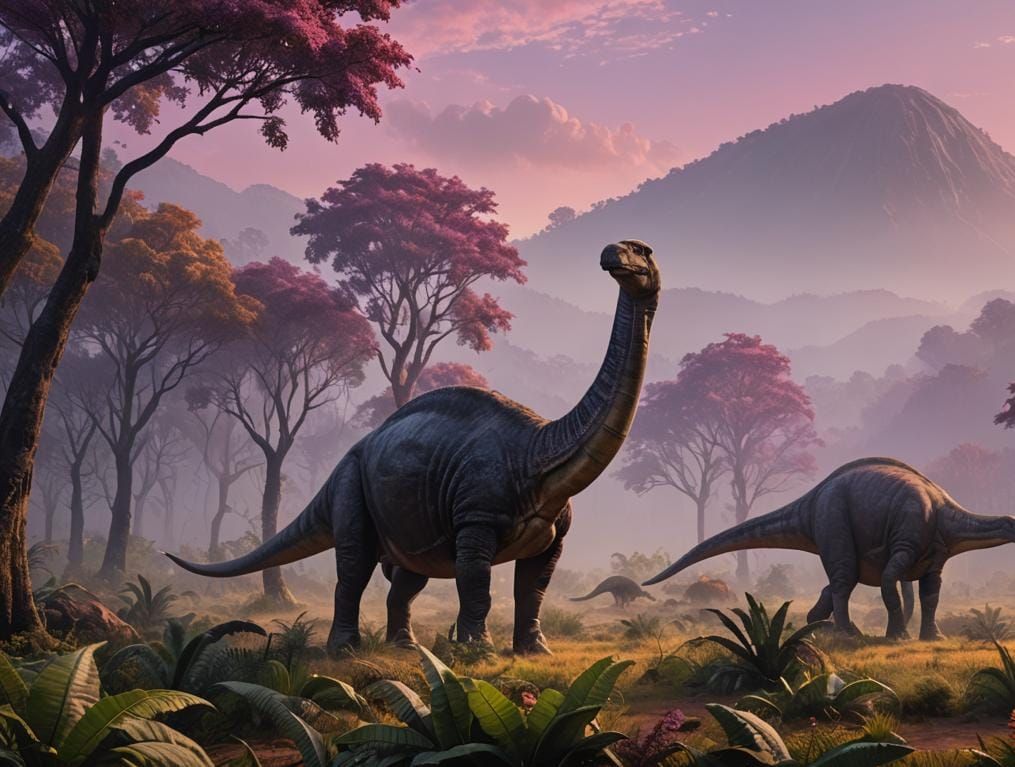 Cretaceous Dinosaurs Roam Ancient Earth