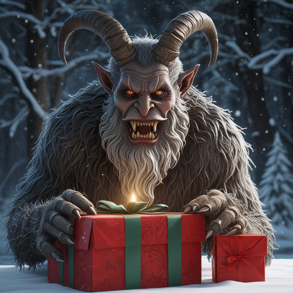 Surreal Krampus Steals Christmas Present in Snowy River Land...