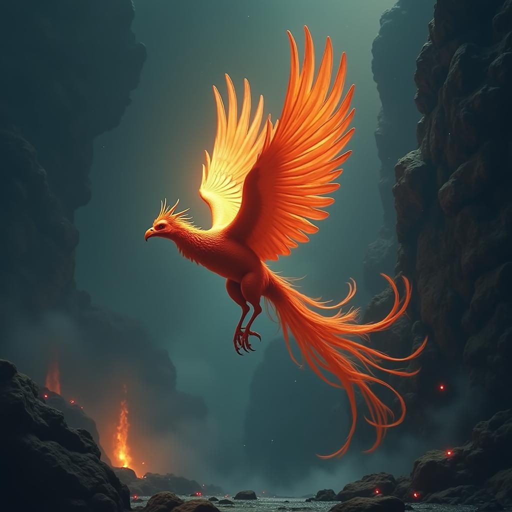 Fiery Phoenix Rising: A Futuristic Vision