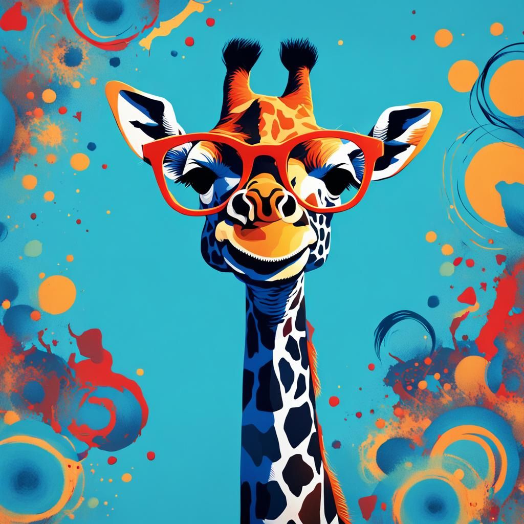 Cartoon Giraffe with Sunglasses and Top Hat