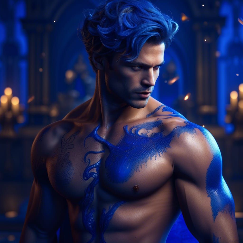 Royal Blue Personified as Handsome Man