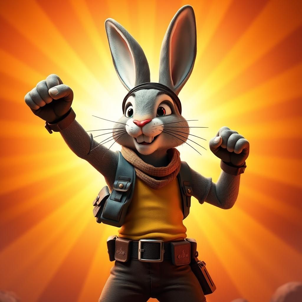 A bunny raising a fist