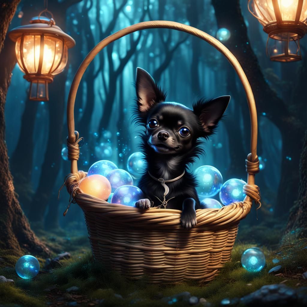 Chihuahua in Magical Forest, Detailed Matte Painting