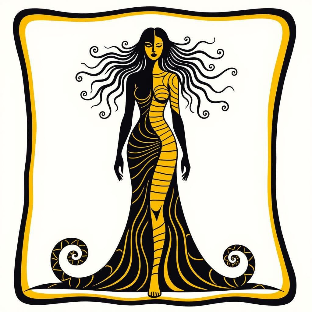 Abstract Medusa Silhouette with Snake Hair