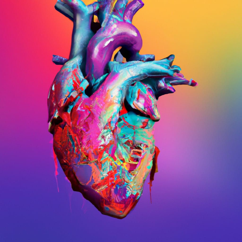 Hyperrealistic Human Heart in Splash Art Style