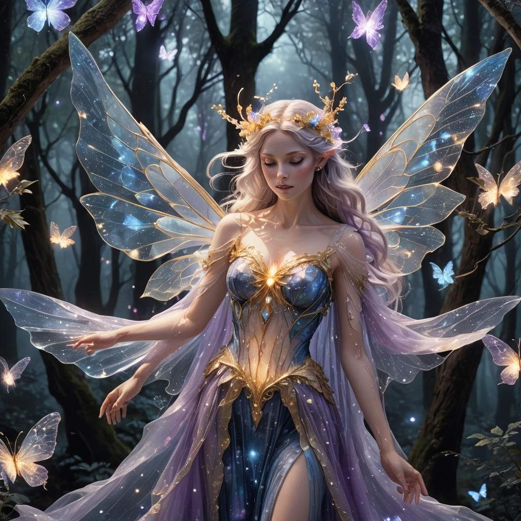 Bioluminescent Fairy in Enchanted Forest
